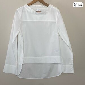 J. Crew Factory 100% Cotton Lightweight Poplin High Low Pullover Button Sz 10